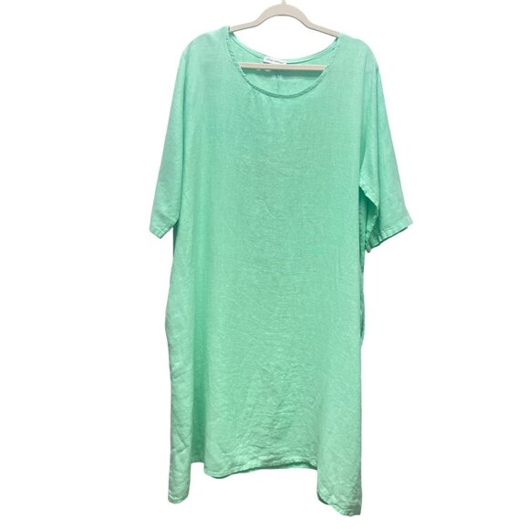 Adele Altman Mint Green Linen Shift Dress - Picture 2 of 8